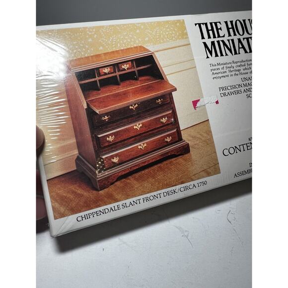 The House of Miniatures Kit 40042 Chippendale Slant Front Desk NEW SEALED Vtg - Picture 9 of 10